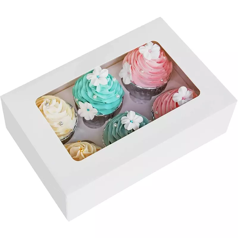 Cupcake packaging box with window.
