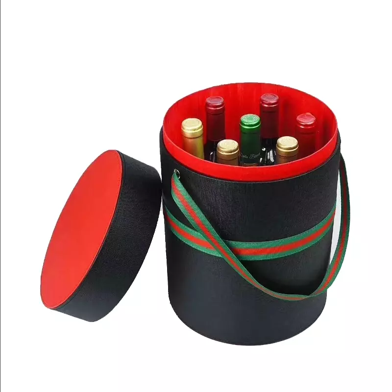 Paper tube wine packaging box with handle